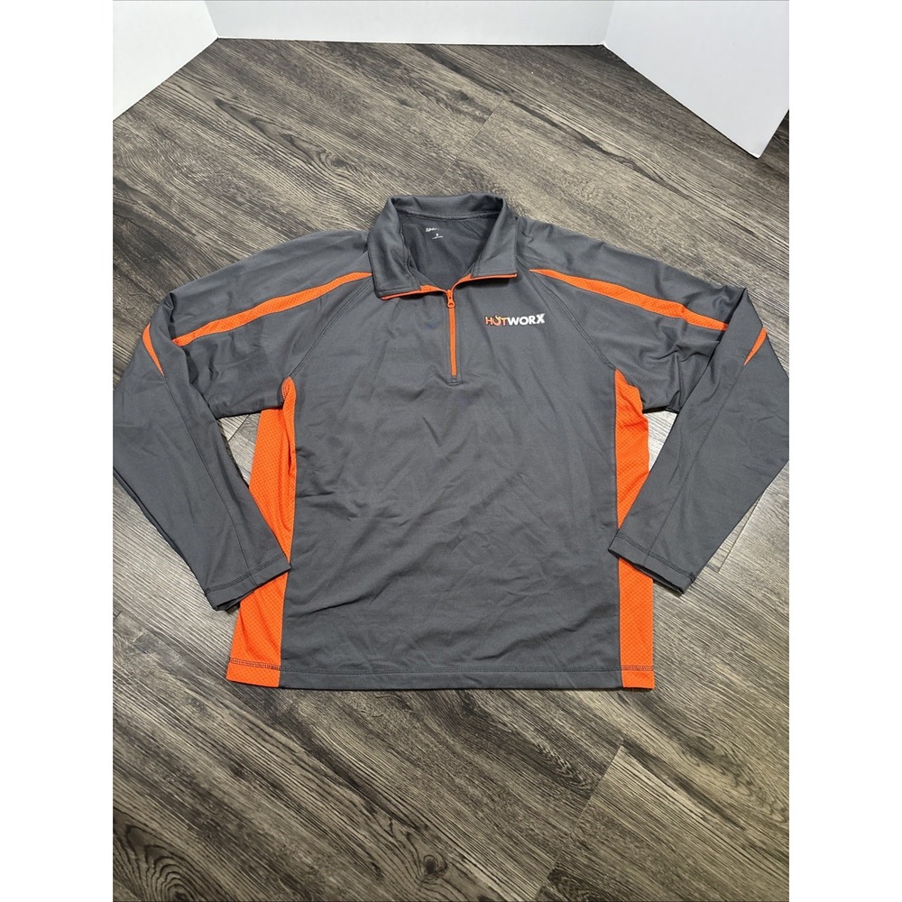 Sport-Tek Mens Small 1/4 Zip Pullover Jacket Grey Orange Hotworx Athletic Shirt